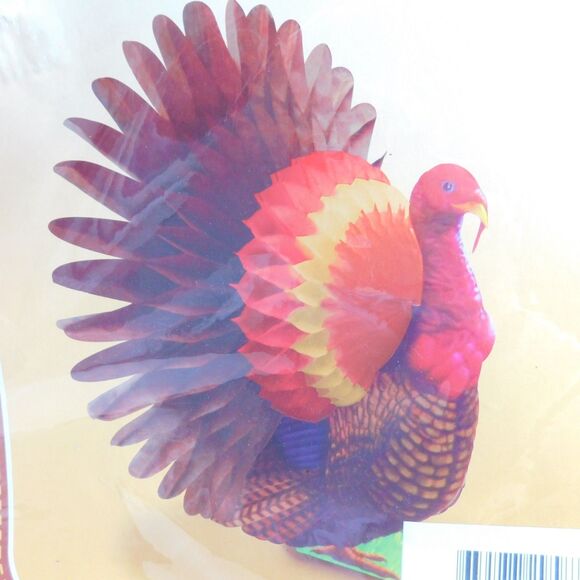 Thanksgiving Honeycomb Lot of 2 Table Center Piece Decors Turkey 13" Pumpkin 10" - Picture 4 of 7